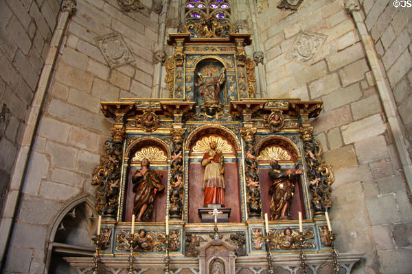 Baroque altar of San Ramón Nonato (Catalan Saint) with Saints Joachim & Anne at Barcelona Cathedral. Barcelona, Spain.