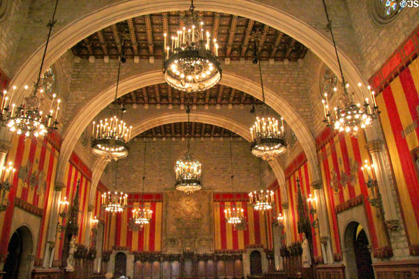 Great Hall (Saló de Cent) (14thC) by Pere Llobet at Barcelona City Hall. Barcelona, Spain.