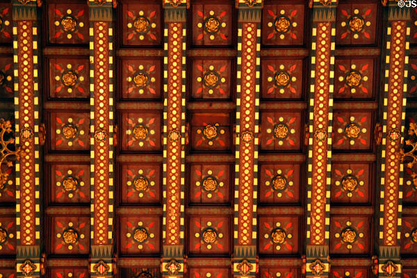 Ceiling in Great Hall at Barcelona City Hall. Barcelona, Spain.
