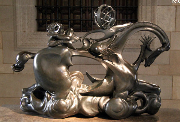 Sculpture by Pau Gargallo at Barcelona City Hall. Barcelona, Spain.