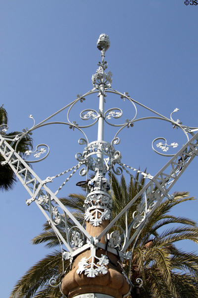 Detail of wrought iron lampstands from 1888 Universal Exhibition. Barcelona, Spain.
