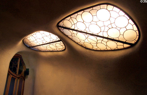 Gaudi-style skylights at Casa Batlló. Barcelona, Spain.