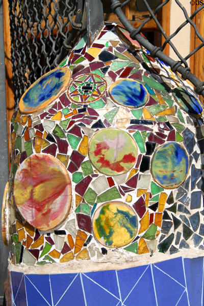 Patio tile mosaic wall at Casa Batlló. Barcelona, Spain.