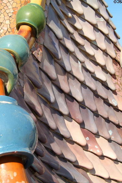 Roof tiles at Casa Batlló. Barcelona, Spain.