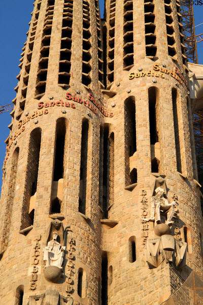 Towers of Apostles James & Bartholomew at Sagrada Familia. Barcelona, Spain.