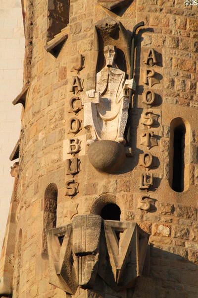 Tower of Apostle James the Greater at Sagrada Familia. Barcelona, Spain.