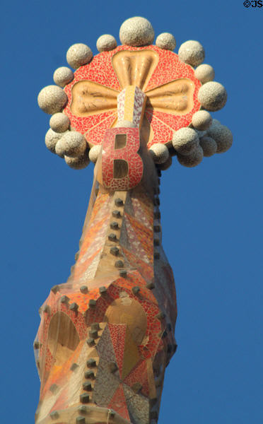 Tower top details at Sagrada Familia. Barcelona, Spain.