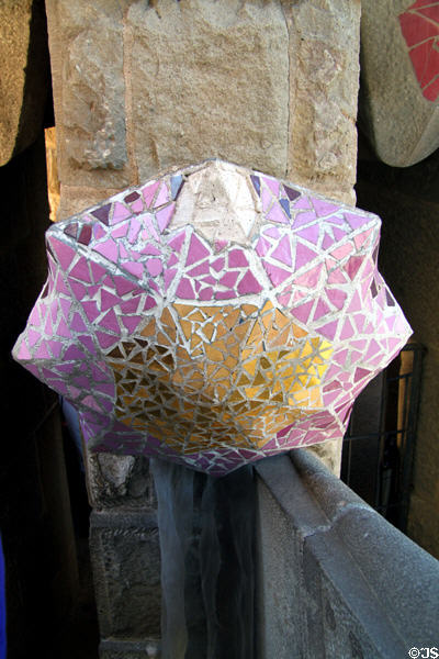 Mosaic button on Sagrada Familia. Barcelona, Spain.