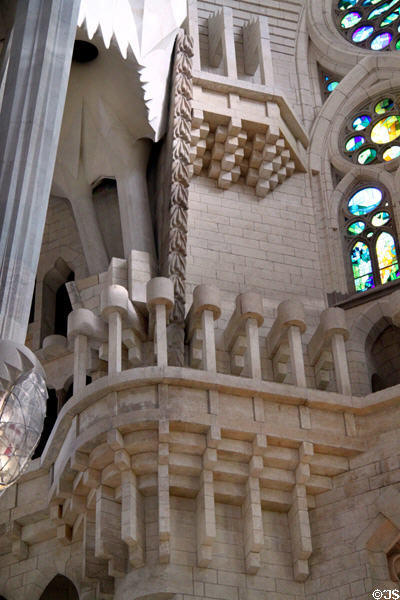 Balcony textures in Sagrada Familia. Barcelona, Spain.
