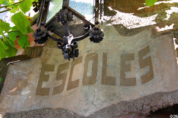 Escoles sign at Sagrada Familia. Barcelona, Spain.