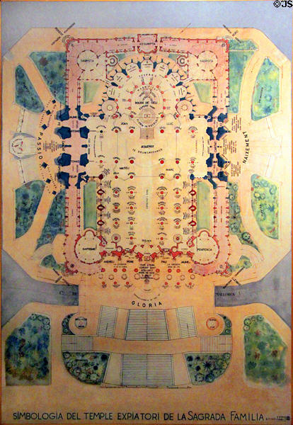 Ground plan (replica) (1982) by Ramon Berenguer at Sagrada Familia. Barcelona, Spain.