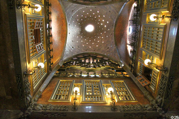 Ceiling in central hall at Palau Güell. Barcelona, Spain.