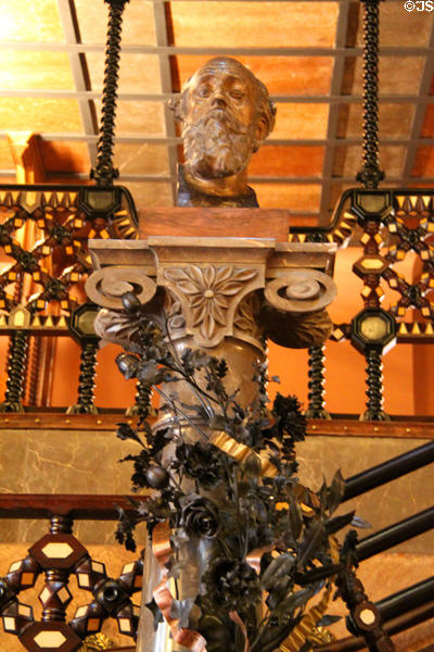 Portrait bust of Eusebi Güell in central hall at Palau Güell. Barcelona, Spain.