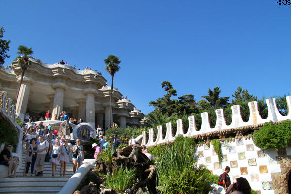 Steps of Parc Güell entrance. Barcelona, Spain.