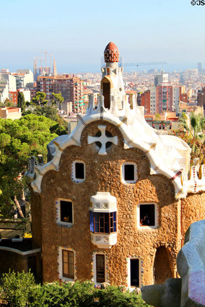 Gatekeeper's pavilion (1900-3) at Parc Güell. Barcelona, Spain. Architect: Antoni Gaudí.
