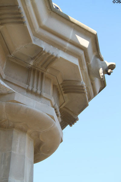 Detail of edge of Hypostyle Hall in Parc Güell. Barcelona, Spain.