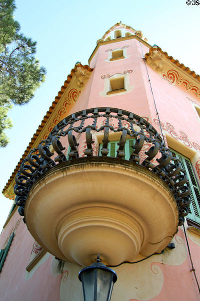 Balcony of Gaudi House in Parc Güell. Barcelona, Spain.