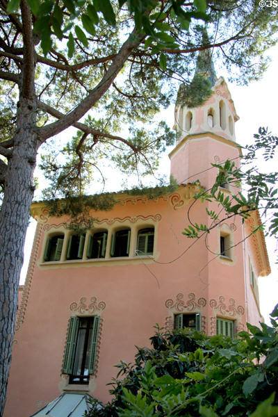 Facade of Gaudi House in Parc Güell. Barcelona, Spain.