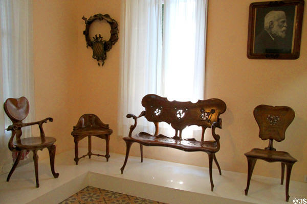 Calvet furniture room at Gaudi House Museum in Parc Güell. Barcelona, Spain.