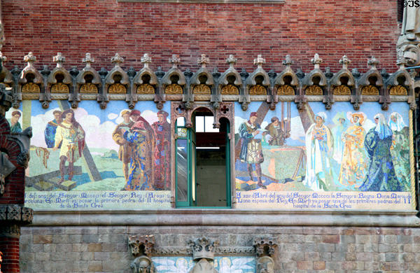 Mosaic mural at Hospital de Sant Pau. Barcelona, Spain.