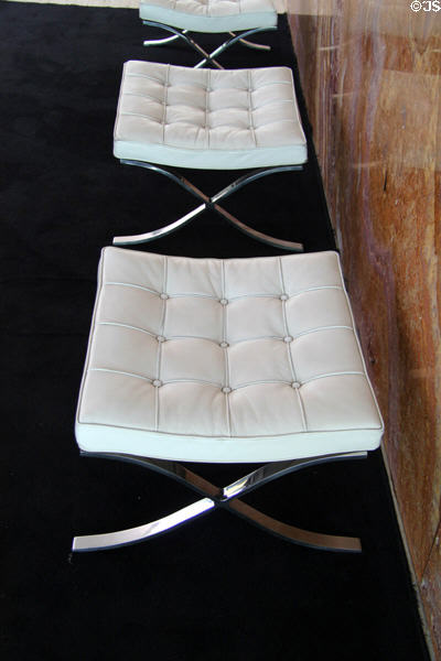 Ludwig Mies van der Rohe designed stools for German Pavilion at 1929 Barcelona Universal Exposition. Barcelona, Spain.