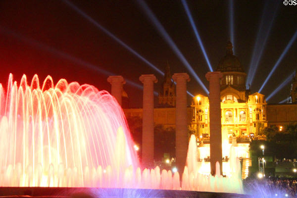 Magic Fountain & Palau Nacional on Montjuïc hill. Barcelona, Spain.