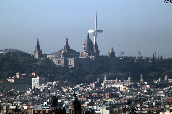 Palau Nacional & Olympic Tower on Montjuïc hill. Barcelona, Spain.