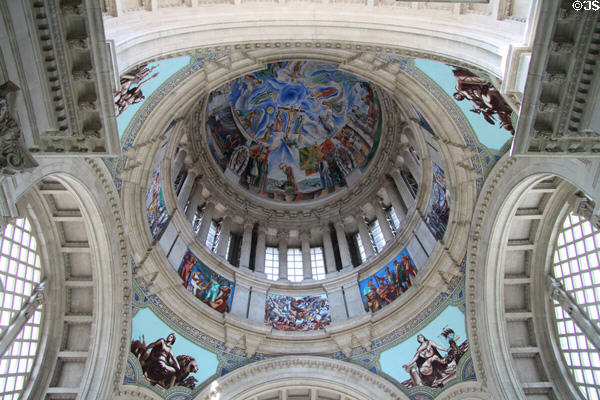 Painted interior of dome of Palau Nacional. Barcelona, Spain.