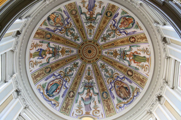 Painted interior of secondary dome of Palau Nacional. Barcelona, Spain.
