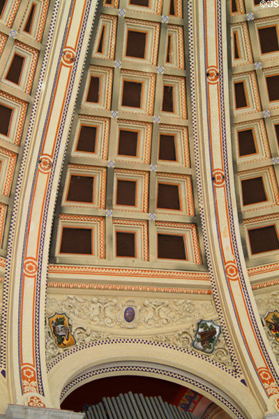 Ceiling in oval room of Palau Nacional. Barcelona, Spain.