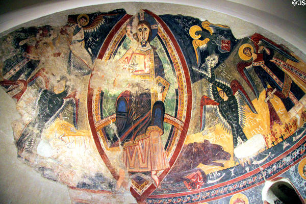 Fresco from church of Sant Pau d'Esterri de Cardós (12th C) at Museu Nacional d'Art de Catalunya. Barcelona, Spain.