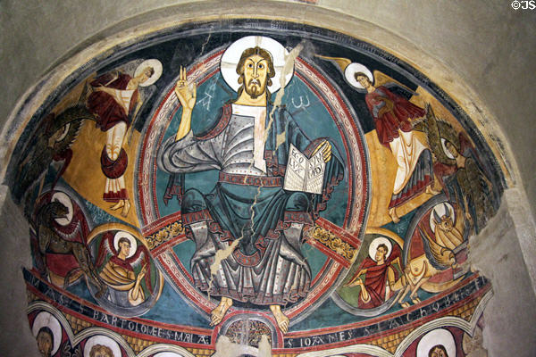 Fresco from church of Sant Climent de Taüll (12th C) at Museu Nacional d'Art de Catalunya. Barcelona, Spain.