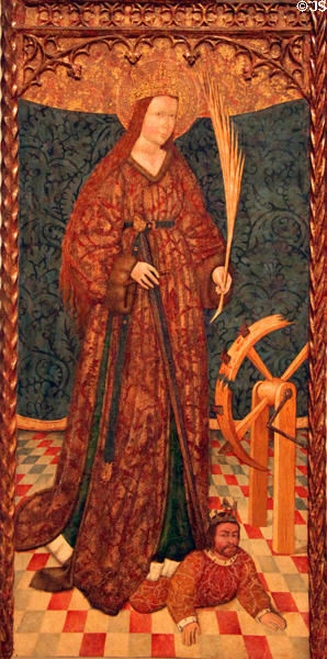 Ste. Catherine painting (15th C) by an artist of Aragon at Museu Nacional d'Art de Catalunya. Barcelona, Spain.