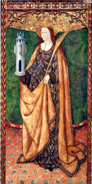Ste. Barbara painting (15th C) by an artist of Aragon at Museu Nacional d'Art de Catalunya. Barcelona, Spain.