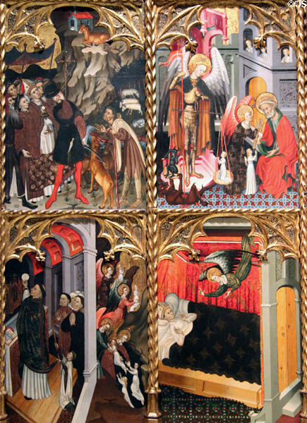 Detail of scenes of saints lives on Altarpiece of Sts. Michael & Peter (c1432) by Bernat Despuig & Jaume Cirera at Museu Nacional d'Art de Catalunya. Barcelona, Spain.