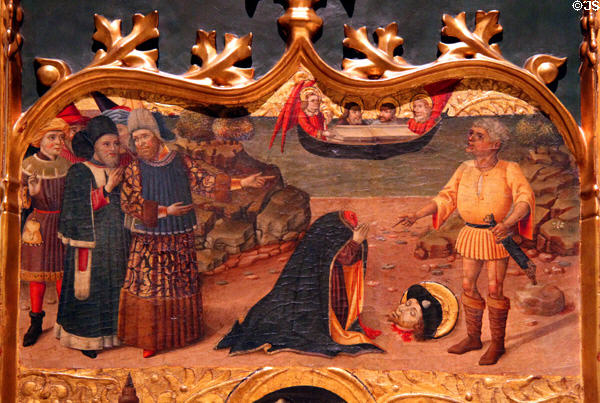 Decapitation of St. James Major painting (15th C) by Master of Cruïlles at Museu Nacional d'Art de Catalunya. Barcelona, Spain.