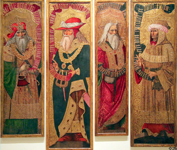 Paintings of David, Abraham, Moses & Isaac (c1500) by Joan Gascó at Museu Nacional d'Art de Catalunya. Barcelona, Spain.