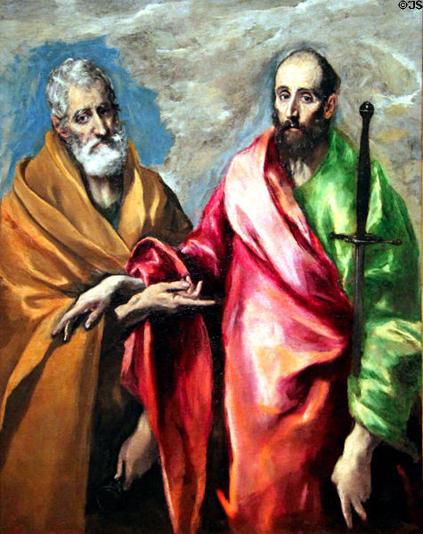 St. Peter & St. Paul painting (1590-9) by El Greco at Museu Nacional d'Art de Catalunya. Barcelona, Spain.
