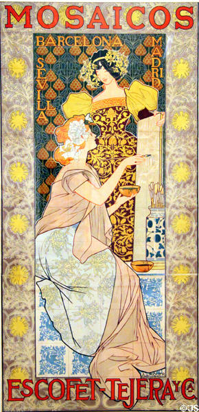 Mosaicos Escofet-Tejera y Ca Art Nouveux lithograph (1900) by Alexandre de Riquer at Museu Nacional d'Art de Catalunya. Barcelona, Spain.