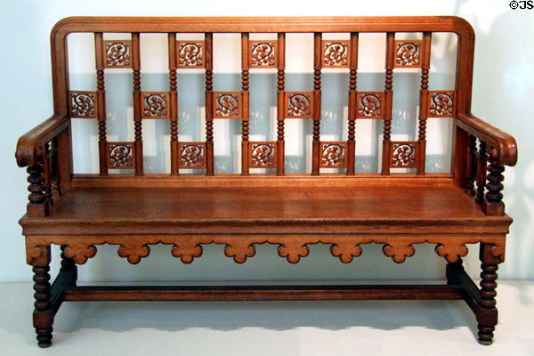 Modernista bench (c1910) from Casa Amatller in Barcelona by Josep Puig i Cadafalch at Museu Nacional d'Art de Catalunya. Barcelona, Spain.