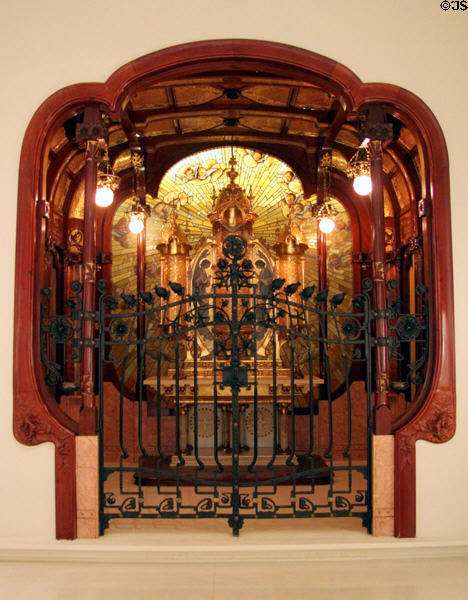 Modernista oratori chapel (c1905) by Joan Busquets at Museu Nacional d'Art de Catalunya. Barcelona, Spain.