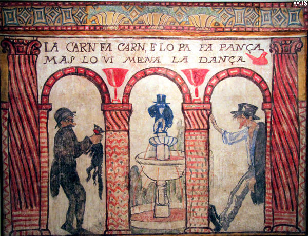 Painted mural from wine cellar Galeries Laietane (1915) by Xavier Nogués at Museu Nacional d'Art de Catalunya. Barcelona, Spain.