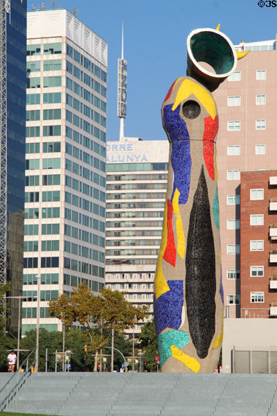 Dona i Ocell (Woman & Bird) statue by Joan Miró in Parc de Joan Miró. Barcelona, Spain.