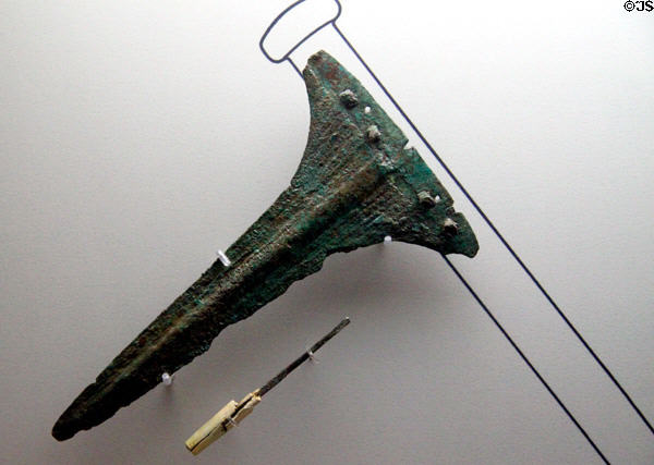 Bronze ax & chisel (2,100-1,800 BCE) from Laderas del Castillo at Museu d'Arqueologia de Catalunya. Barcelona, Spain.