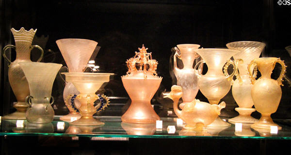 Glass gerres lamps from Castella (17th-18thC) at Museu d'Arqueologia de Catalunya. Barcelona, Spain.