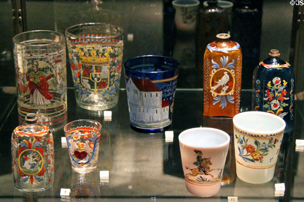 Glass vessels from Bohemia (18thC) at Museu d'Arqueologia de Catalunya. Barcelona, Spain.