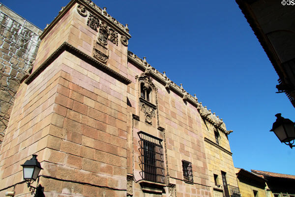 Palacio de los Golfines de Abajo from Extremadura with plateresque facade at Poble Espanyol (1929 replica). Barcelona, Spain.