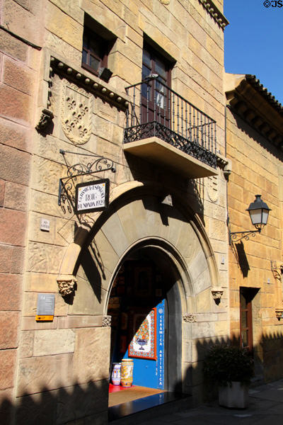 Casa del Doncel from Castile-La Mancha at Poble Espanyol (1929 replica). Barcelona, Spain.