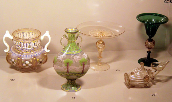 Glassware array (c1500) Catalunya Museum of Decorative Arts. Barcelona, Spain.