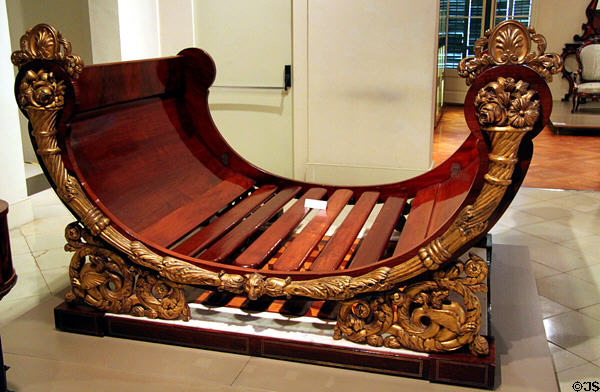 Boat bed (c1815) Catalunya imperial style at Museum of Decorative Arts. Barcelona, Spain.